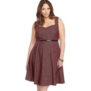 Torrid Jacquard Polka Dot Dress Sleeveless Skater Sweetheart Neck Women Size 5x